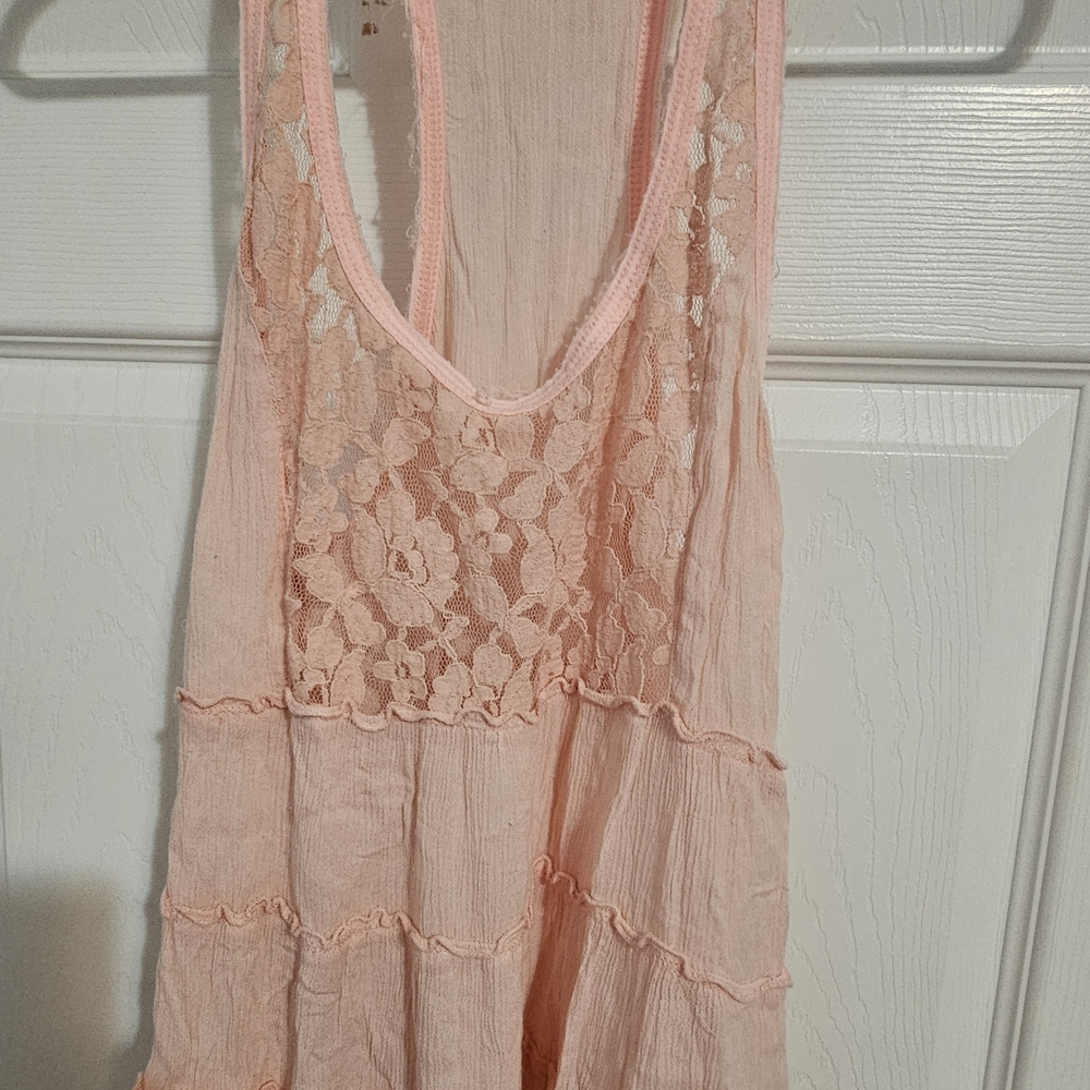 Hollister Tank Top Pink Lace with Ruffle Detail Size Small